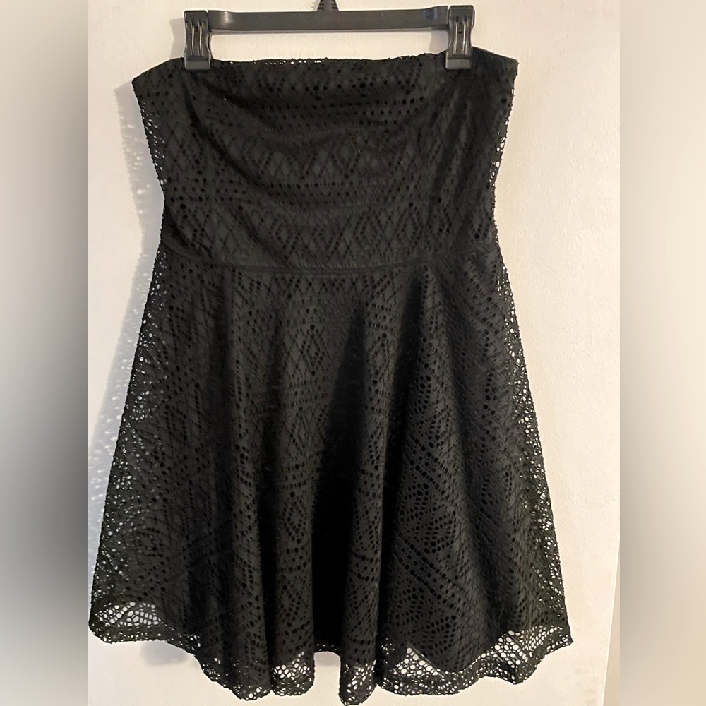 Express large black strapless dress.